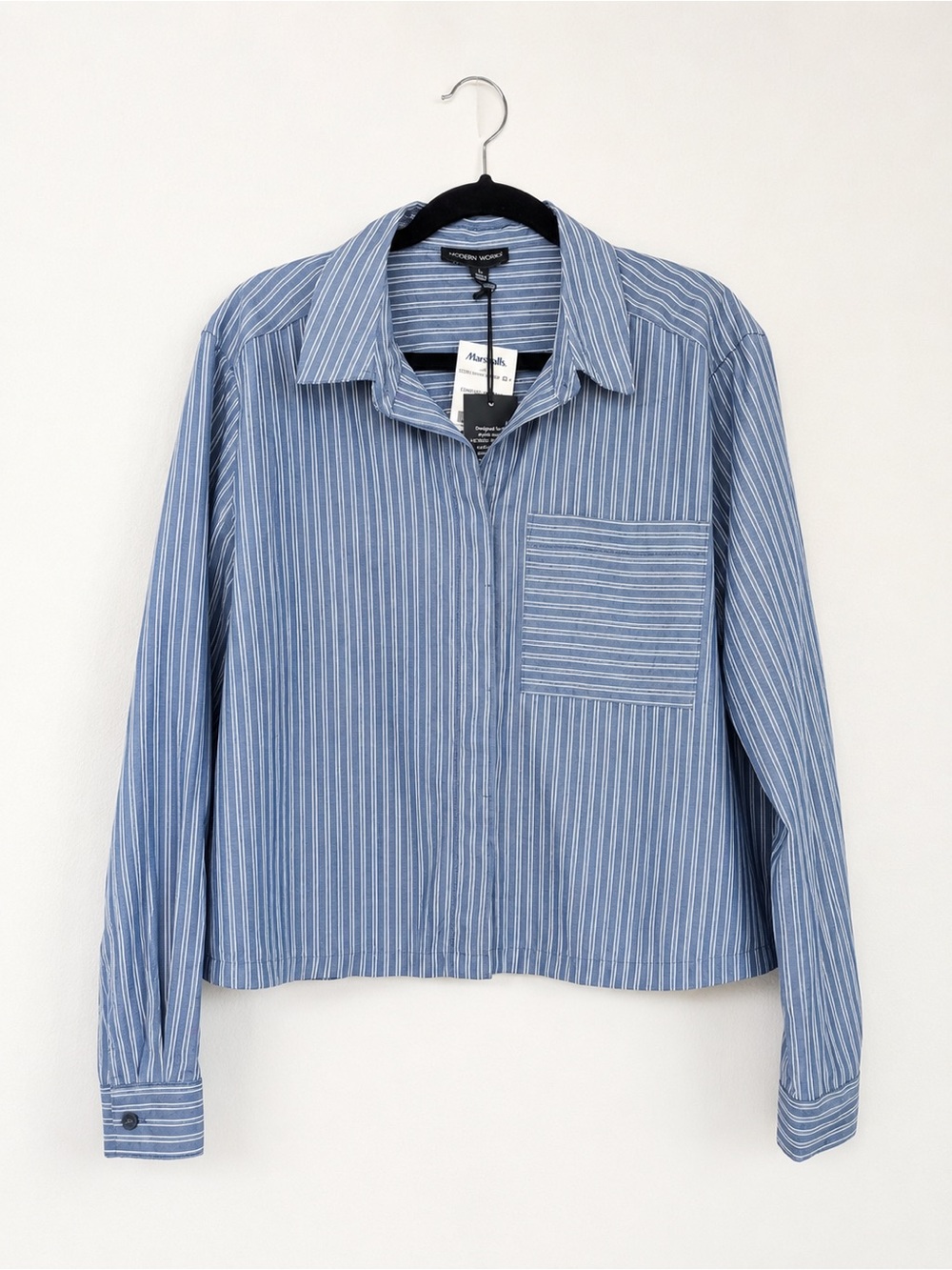 Women's Blue Striped Button-Down Shirt - Modern Works